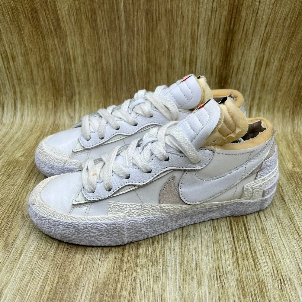 Nike Blazer Low x Sacai Men's Size 6.5 Women's 8 White Sail Shoes DM6443-100